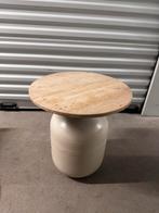 Travertin bijzet Tafel, Ophalen, Minder dan 55 cm, Gebruikt, Rond