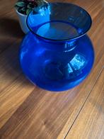 Blauwe glazen vaas, Ophalen, Gebruikt, Blauw, Glas