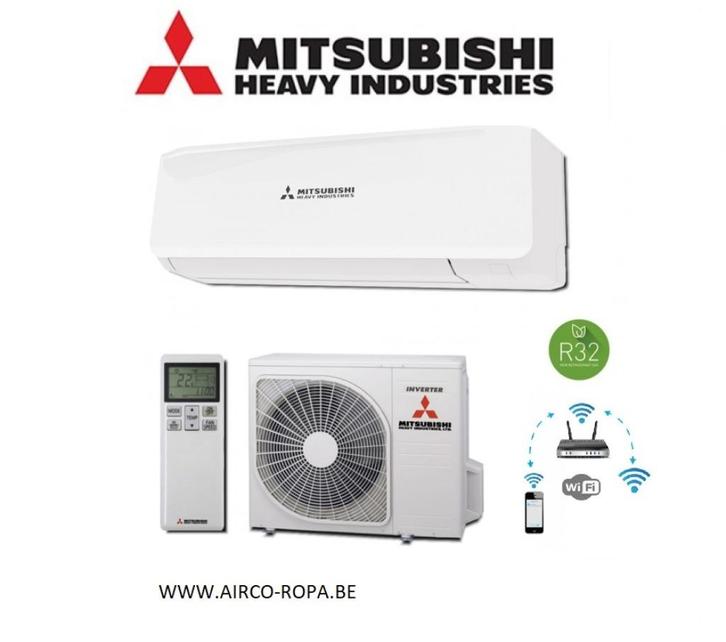 MITSUBISHI HEAVY PREMIUM WIT  INVERTER WARMTEPOMP 2KW - 5KW, Witgoed en Apparatuur, Airco's, Nieuw, Wandairco, 100 m³ of groter