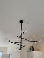 Hanglamp met glazen bollen in zwart pendant lamp, Huis en Inrichting, Lampen | Hanglampen, Ophalen, Gebruikt, Kunststof, 50 tot 75 cm