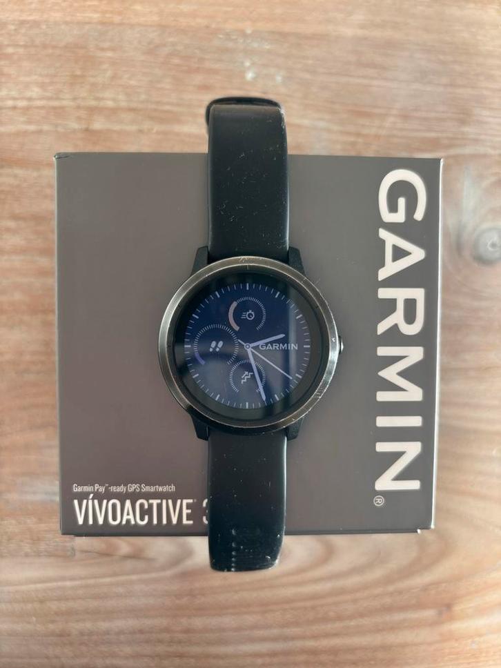 Garmin Vivoactive 3, Sieraden, Tassen en Uiterlijk, Smartwatches, Gebruikt, Android, Zwart, Afstand, Calorieverbanding, Conditie