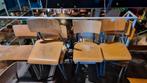 Partij van 40 Vintage Schoolstoelen, Huis en Inrichting, Ophalen, Gebruikt, Bruin, Vintage, industrieel