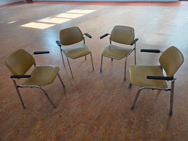 Vintage retro (originele)  Kantine Stoelen - Set van 4, Antiek en Kunst, Antiek | Meubels | Stoelen en Banken, Ophalen