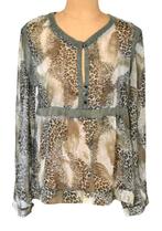 Repeat topje, blousetop, blouse, safari, Mt. L, Kleding | Dames, Blouses en Tunieken, Repeat, Verzenden, Zo goed als nieuw, Maat 42/44 (L)