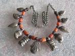 Etnografisch collier met bloedkoraal, Ophalen, Zo goed als nieuw, Steen of Mineraal, Met edelsteen