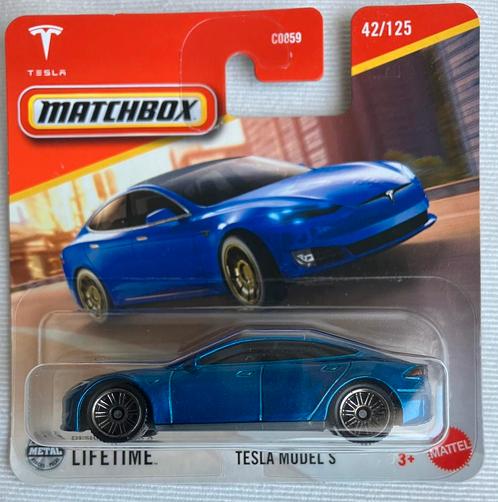 Matchbox Tesla Model S blauw, Hobby en Vrije tijd, Modelauto's | Overige schalen, Nieuw, Ophalen of Verzenden