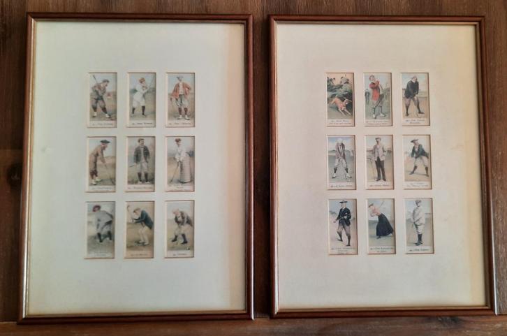2x houten lijst met golfspelers uit periode 1910 - 1940, Sport en Fitness, Golf, Zo goed als nieuw, Overige typen, Overige merken