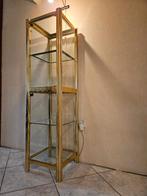 Italiaanse Vitrinekast messing/glazen uit de jaren 70, Ophalen, Minder dan 50 cm, Met deur(en), Vintage, Hollywood Regency stijl uit de jaren 70