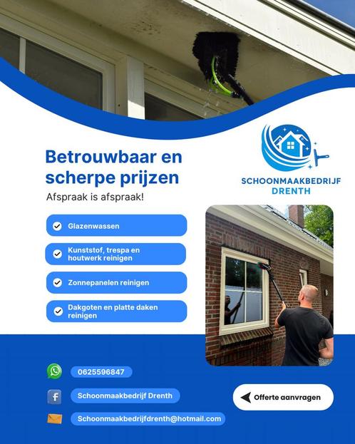 Glazenwassen, woning en/of zonnepanelen laten reinigen?, Diensten en Vakmensen, Schoonmakers en Glazenwassers