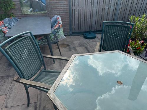 Tuintafel met 4 stoelen, Tuin en Terras, Tuinsets en Loungesets, Gebruikt, Tuinset, Overige materialen, 4 zitplaatsen, Ophalen