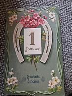 Brocante relief hoefijzer oude ansichtkaart, Ophalen of Verzenden