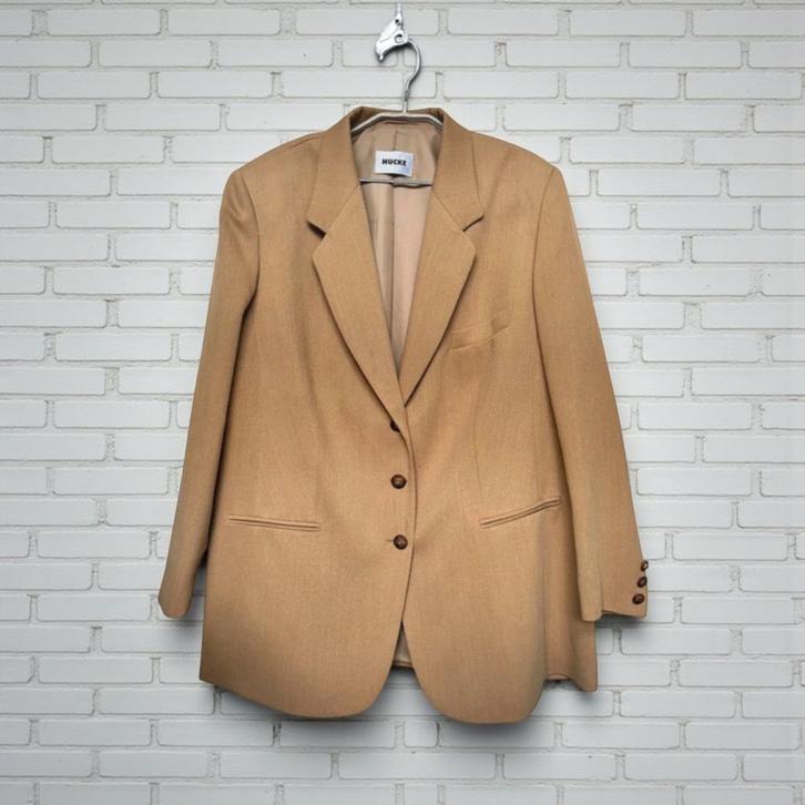 Vintage Blazer Maat 50 Mosterdgeel Hucke Unisex, Kleding | Dames, Jasjes, Kostuums en Pakken, Gedragen, Jasje, Maat 46/48 (XL) of groter