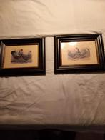 2 schilderijen met kippen, Minder dan 50 cm, Ophalen of Verzenden, Zo goed als nieuw, Minder dan 50 cm