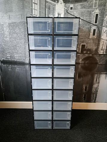 Schoenenkast - Stapelbare boxen - 18 stuks - Nieuw!  beschikbaar voor biedingen