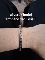 Zilveren Fossil bedelarmband, Staal, Ophalen of Verzenden, Zo goed als nieuw, Met bedels of kralen