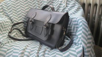 Zatchels, leren akte tas, 35x22x8cm, zwart met handvat beschikbaar voor biedingen