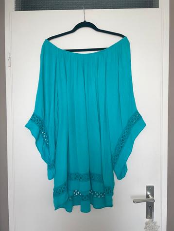 turquoise boho ibiza tuniek blouse met vlinder mouwen mt 44 beschikbaar voor biedingen