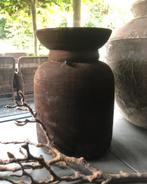 Oude houten kruik HOFFZ sober aan sleets imperfect, Antiek en Kunst, Ophalen of Verzenden
