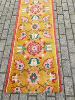 Vintage wollen Smyrna loper vloerkleed handgeknoopt kleed, Ophalen, Gebruikt, 200 cm of meer, 50 tot 100 cm