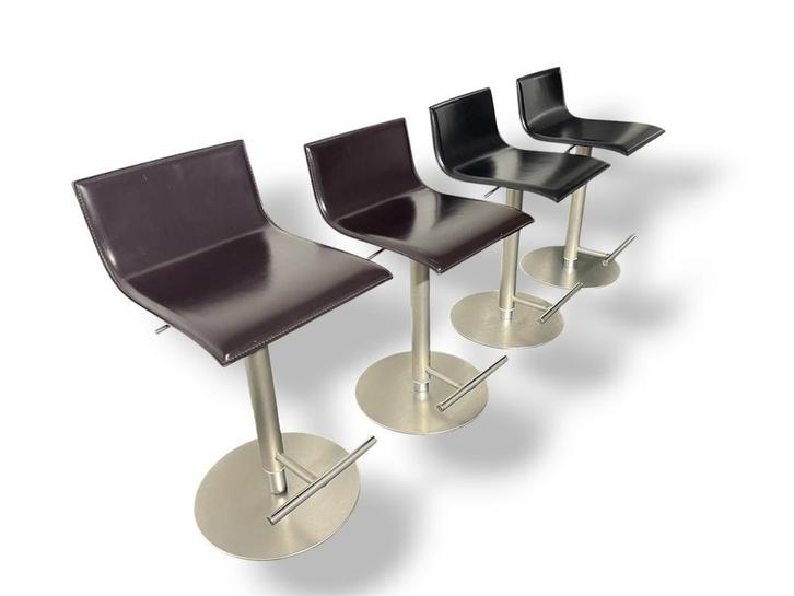 Lapalma barkrukken - 4 stuks (2 bruin & 2 zwart), Huis en Inrichting, Barkrukken, Gebruikt, 60 tot 90 cm, Metaal, 4 krukken, In hoogte verstelbaar