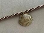 Champagne beige koord ketting met grote schelp hanger ibiza, Verstelbaar, Nieuw, Ophalen of Verzenden, Steen of Mineraal