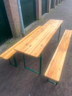 Houten Picknicktafel Inklapbaar Complete set, Ophalen, Gebruikt, Inklapbaar, Rechthoekig