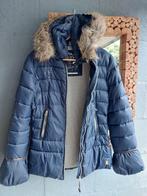 Blauwe gewatteerde meisjes jas met bontkraag -  16(170/176), Ophalen of Verzenden, Zo goed als nieuw, Meisje, Jas