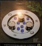 Partylightbord / Partylight bord Ø 24 cm. Bord met 3 theelic, Huis en Inrichting, Woonaccessoires | Kandelaars en Kaarsen, Grijs