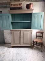 Brocante antieke grote tv kast uniek Taupe buffetkast, Ophalen of Verzenden