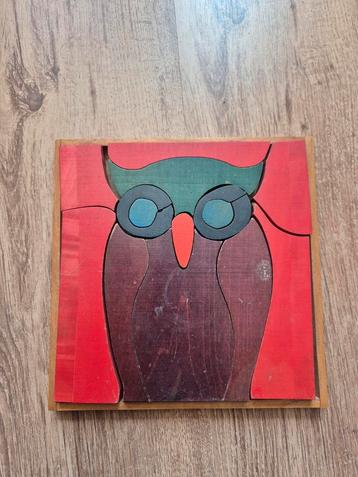 Houten puzzel met uil, 23x23 cm beschikbaar voor biedingen