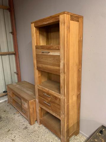 Tv meubel, boekenkast, salontafel (teak) beschikbaar voor biedingen