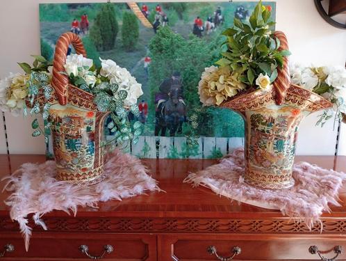 Antieke porseleinen vaas mand 60cm €265 per stuk 2st €490, Antiek en Kunst, Antiek | Porselein, Ophalen
