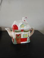 Keramische Theepot Huisje Kerst Decoratie, Overige materialen, Wit, Ophalen of Verzenden, Zo goed als nieuw