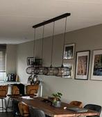 Zwarte open eettafel hanglamp rond van metaal (spijlen), Ophalen, Zo goed als nieuw, Metaal, 50 tot 75 cm