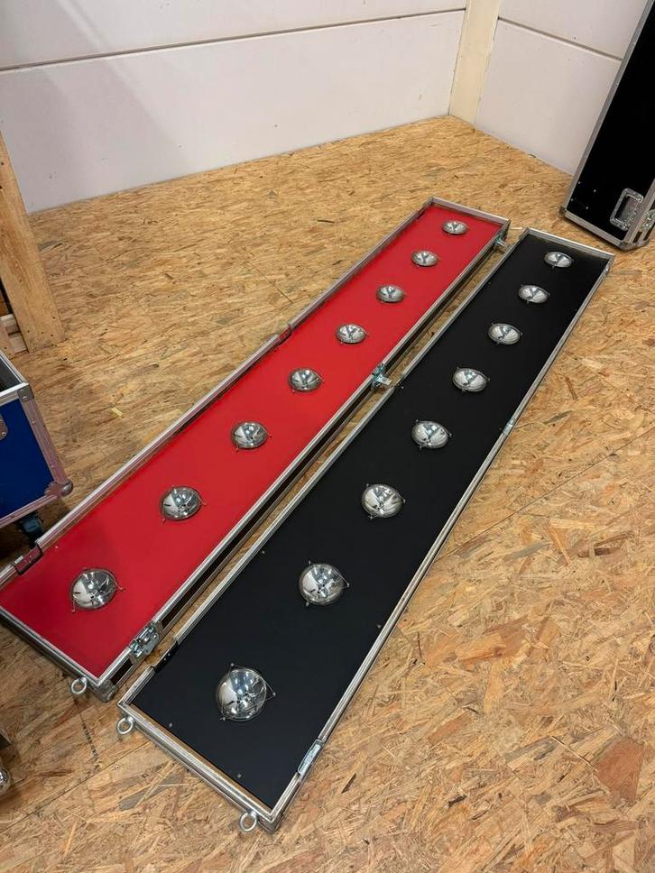 Oude Blinderverlichting in flightcase, Muziek en Instrumenten, Licht en Laser, Zo goed als nieuw, Licht, Stroboscoopeffect, Ophalen