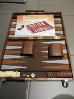 Spel - Backgammon de luxe in lederen koffer, Hobby en Vrije tijd, Gezelschapsspellen | Overige, Gebruikt, Ophalen of Verzenden