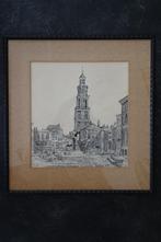 tekening Wijnhuistoren en markt Zutphen, F. Bras 1940, Antiek en Kunst, Kunst | Tekeningen en Foto's, Verzenden