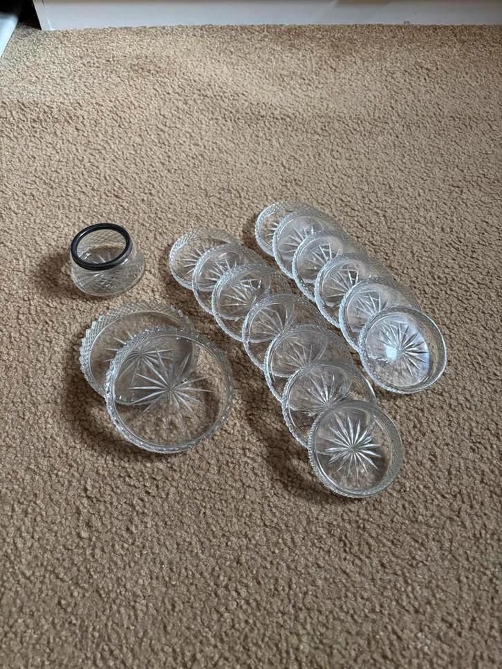 Vintage Kristallen Onderzetters Set, Huis en Inrichting, Woonaccessoires | Kandelaars en Kaarsen, Zo goed als nieuw, Overige materialen