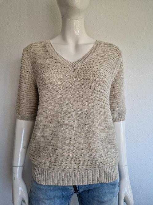 Claudia Sträter trui met V-hals. Maat 38, Crème/goud., Kleding | Dames, Truien en Vesten, Zo goed als nieuw, Maat 38/40 (M), Beige