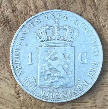 1 gulden 1864 Willem III beschikbaar voor biedingen