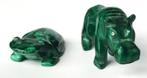 Malachiet beeldjes edelsteen kikker en nijlpaard 💎✨😍🎁🤗👌, Ophalen of Verzenden, Zo goed als nieuw