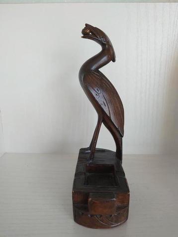 Oude Balinese asbak met vogel/ houtsnijwerk/ jaren '50 beschikbaar voor biedingen