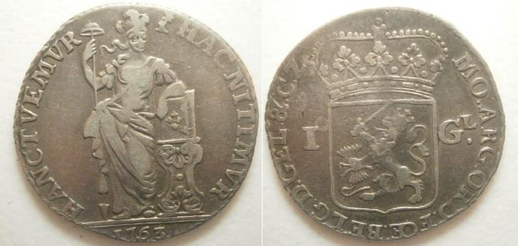 PD11029 Gelderland 1 Gulden 1763    , Postzegels en Munten, Munten | Nederland, Losse munt, 1 gulden, Vóór koninkrijk, Zilver