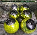 Kerstballen geel craquelé, Ophalen of Verzenden, Nieuw