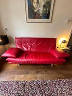 Rode leren 2-zits bank, Huis en Inrichting, Banken | Bankstellen, Ophalen, Gebruikt, 150 tot 200 cm, Tweepersoons
