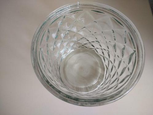 Glazen vaas,glazen bloempot diamanpatroon,transparant, Huis en Inrichting, Woonaccessoires | Vazen, Zo goed als nieuw, Overige kleuren