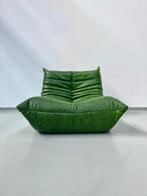 Togo chair in green attributed to Ducaroy for Ligne Roset, 100 tot 125 cm, In, Leer, Ophalen of Verzenden