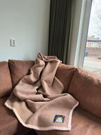 Vintage 100% wollen deken plaid 160x220 | bruin beige, Ophalen of Verzenden, Zo goed als nieuw