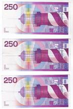 3 biljetten van 250 gulden 1987 Vuurtoren samen voor 295 eur, Postzegels en Munten, Bankbiljetten | Nederland, Ophalen of Verzenden