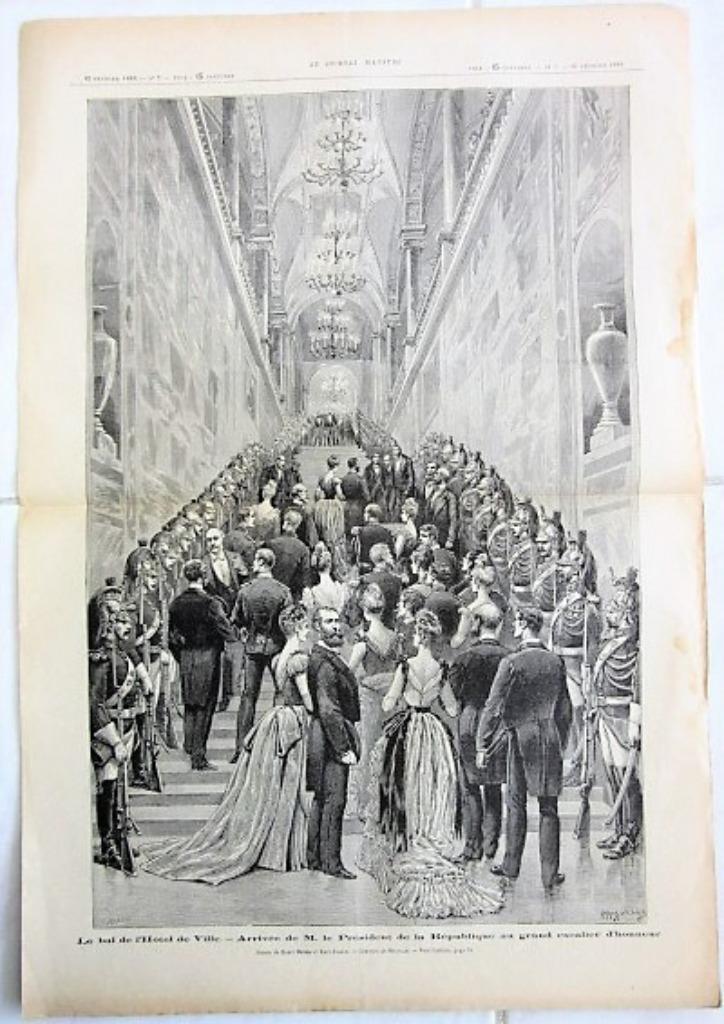 2 tekeningen gravures 1888 fr kranten - president Frankrijk, Antiek en Kunst, Kunst | Tekeningen en Foto's, Verzenden